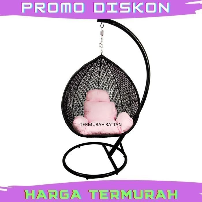 Gambar Kursi Ayunan Gantung Pir Rotan Sintetis Gratis Ongkir - FULLSET + BUSA dari Termurah Rattan undefined Tokopedia