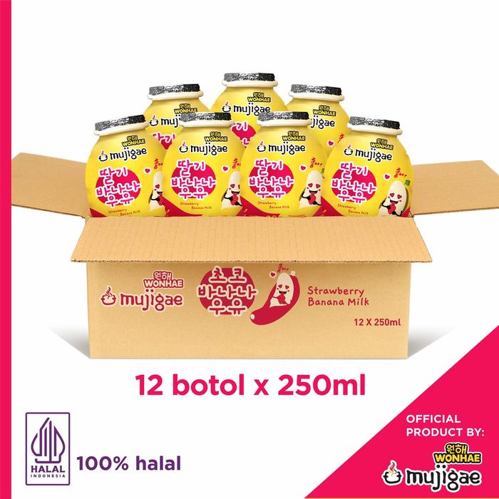 Gambar PAKET ISI 12 - Mujigae by Wonhae Banana Milk Strawberry 250 mL / Minum dari Haidar227 undefined Tokopedia