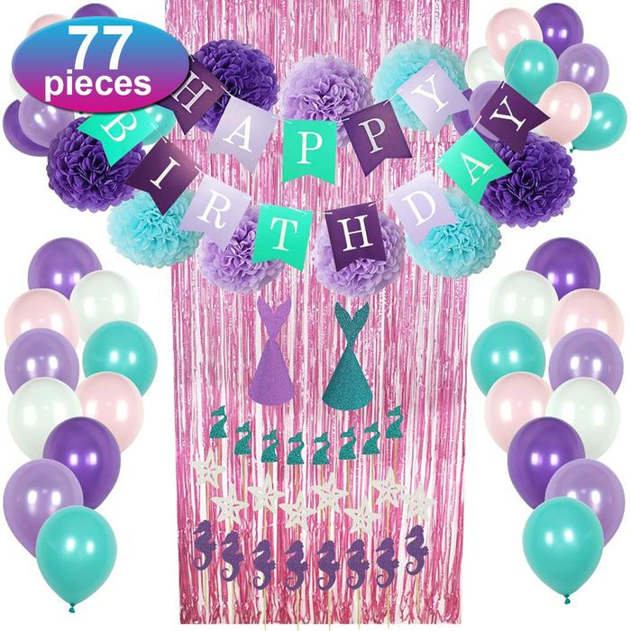 Gambar 77pcs Mermaid Party Supplies Party Decorations for GirAS10 AS3606 dari bsbsoll undefined Tokopedia