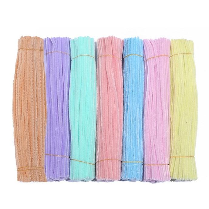 Gambar Kawat bulu bludru/pipe cleaner/bulu mercy 30cm (100pcs) warna pastel - mix dari prime art and craft undefined Tokopedia