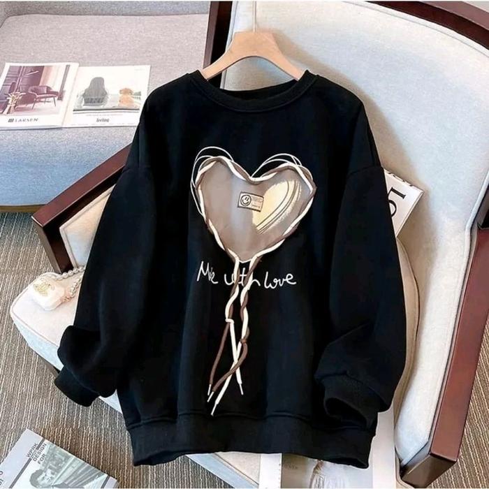 Gambar [COD] MADE IN LOVE SWEATER CREWNECK WANITA OVERSIZE - Hitam, L dari dipolaris undefined Tokopedia