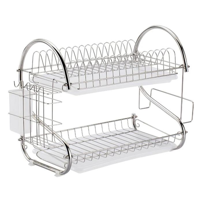 Jual Dish Drying Rack Stainless Steel Tier Dish Drainer Over