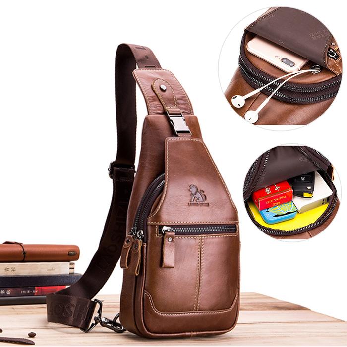 Jual Genuine Leather Sling Bag Chest Bag Shoulder Fanny Pack Store
