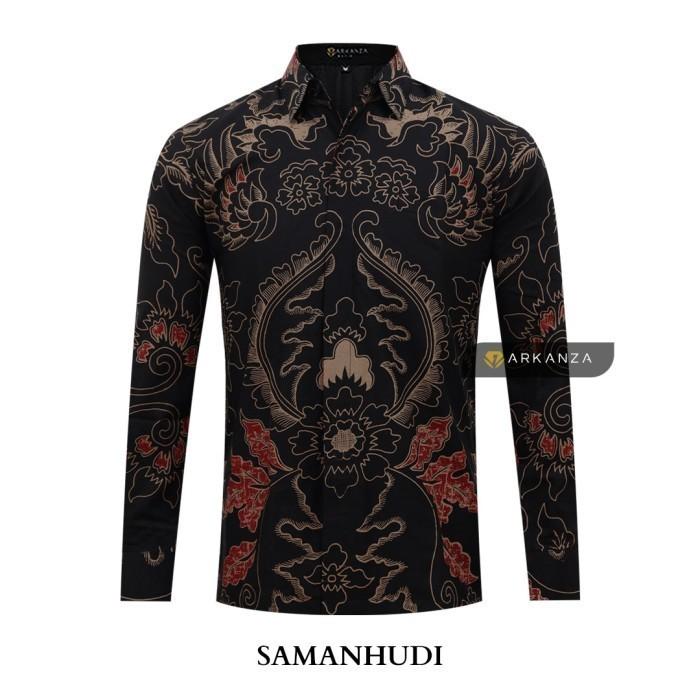 Gambar Kemeja Batik Arkanza Pria Cowok Laki Laki Slimfit Motif Samanhudi - PANJANG, M dari Batik Slim undefined Tokopedia