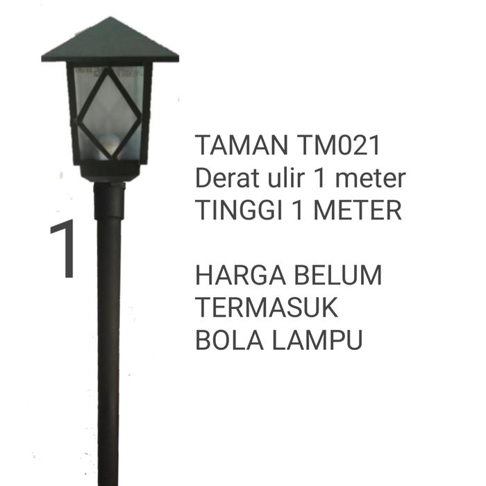 Gambar Lampu tiang taman tiang besi drat Ulir tinggi 1 meter garansi 7 hari - tm021 ulir, pack dus+buble dari Lampu taman hafiz undefined Tokopedia