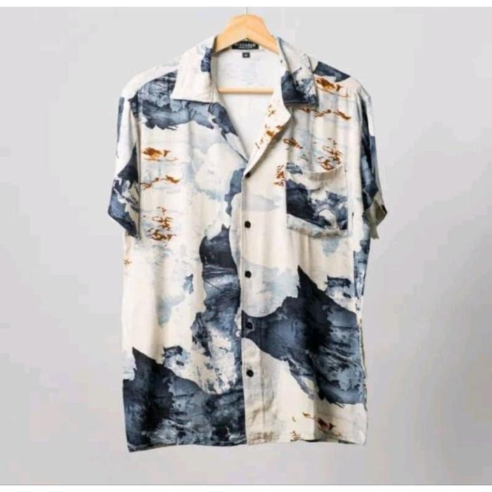 Gambar Kemeja Pria Vintage Casual Abstrak Lengan Pendek Retro Pantai Hawai dari malfi big store undefined Tokopedia