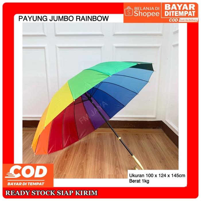 Gambar new(VC 26 PAYUNG JUMBO S - PAYUNG RAINBOW GANGGANG GOLD PAYUNG BESAR - Rainbow dari viconanda undefined Tokopedia