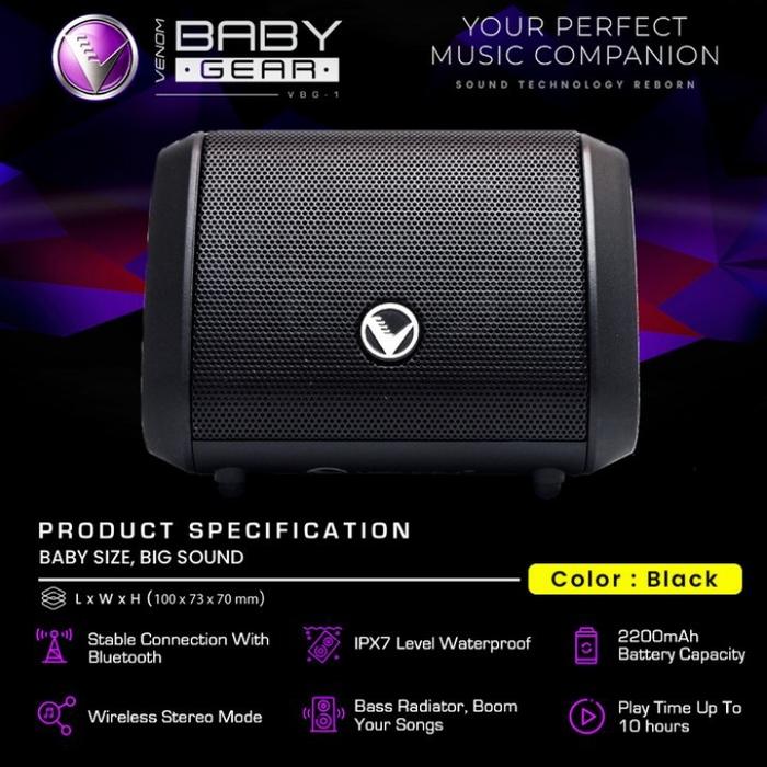 Gambar VENOM BABY GEAR VBG 1 SPEAKER BLUETOOTH [BARANG BERKUALITAS DAN 100% - Hitam dari corna shoop undefined Tokopedia