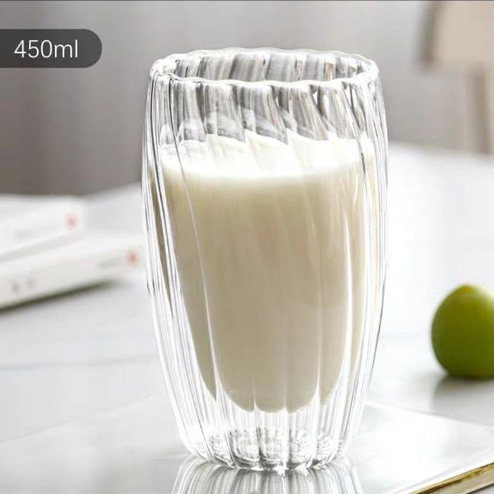 Gambar Gelas Kaca Vertical Lines GYO Double Wall Glass Cup - NO HANDLE 450ML dari BELLA MAISON undefined Tokopedia