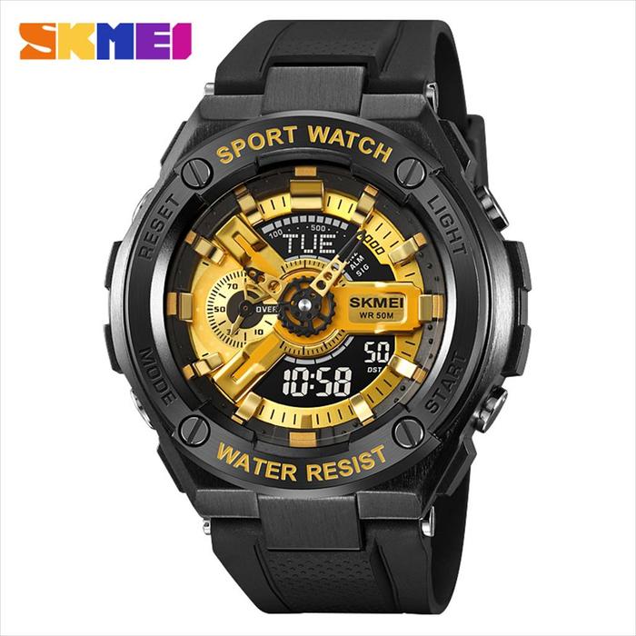 Gambar Jam Tangan Sport Pria Analog Digital SKMEI 2101 Water Resist - Hitam Emas dari SKMEI MURAH & ORIGINAL undefined Tokopedia