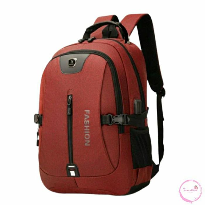 Gambar Tas Ransel Pria Sekolah Anak Laki-laki Cowok SD SMP SMA Fashion Backpack - Maroon dari glo'sir indo undefined Tokopedia