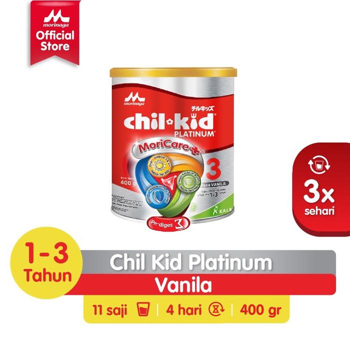 Gambar Morinaga Chil Kid Platinum Vanilla/Madu Chilkid Platinum 400gr/800gr - Vanilla 400gr dari Aston baby shop undefined Tokopedia