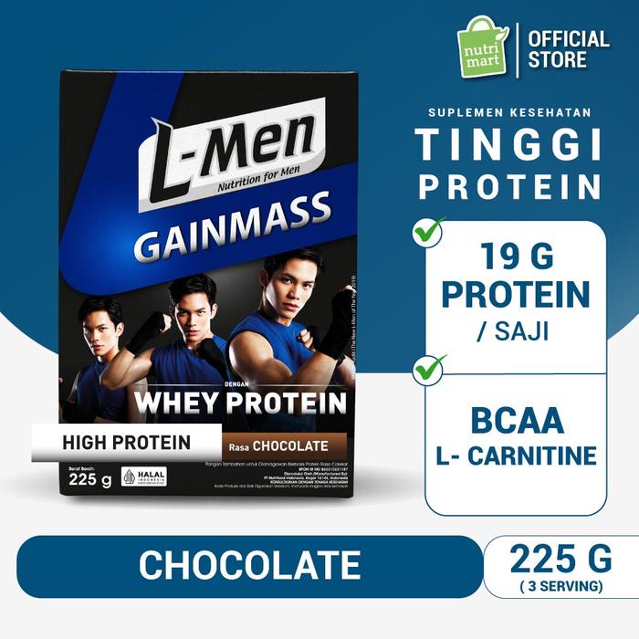 Gambar " L-Men Gain Mass Chocolate 225 gram - Suplemen Penambah Massa Otot dari ANSstore7 undefined Tokopedia