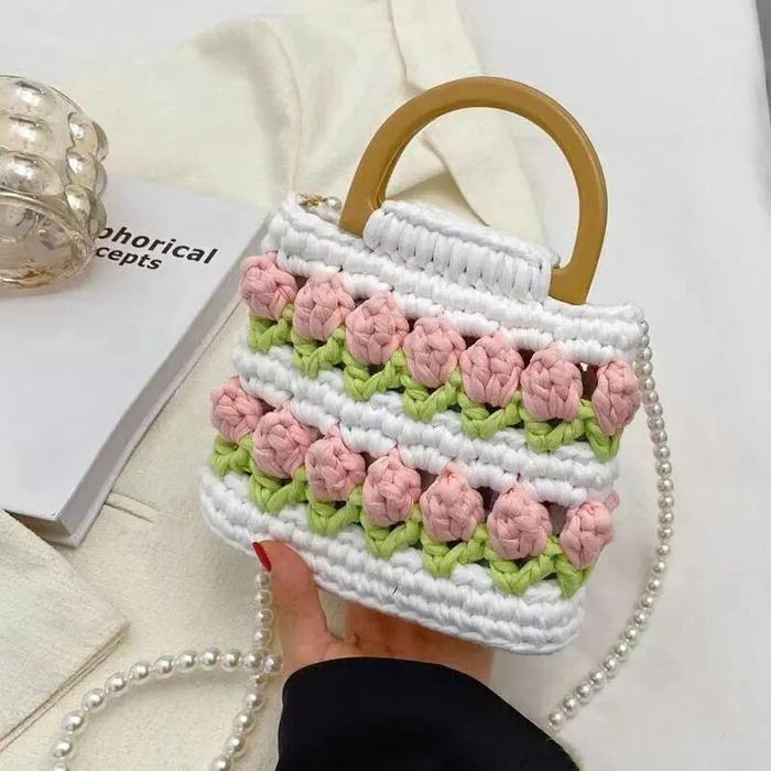 Gambar Tulip Handbag Handmade Diy Fabric Woven Bag Accessories Oval Leat dari Khanan Official undefined Tokopedia