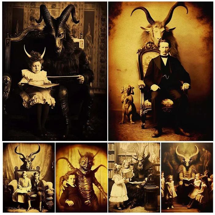 Gambar Baphomet&Satanic Creepy Vintage Photo Wall Art Canvas Painting dari AIRA VIP undefined Tokopedia