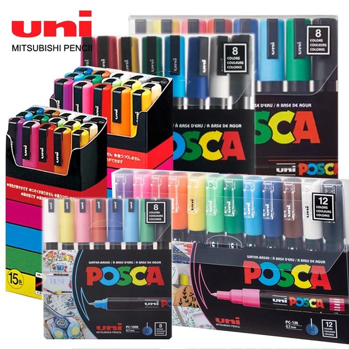 Jual UNI POSCA Markers Set PC-1M 3M 5M NEW Package Acrylic Paint