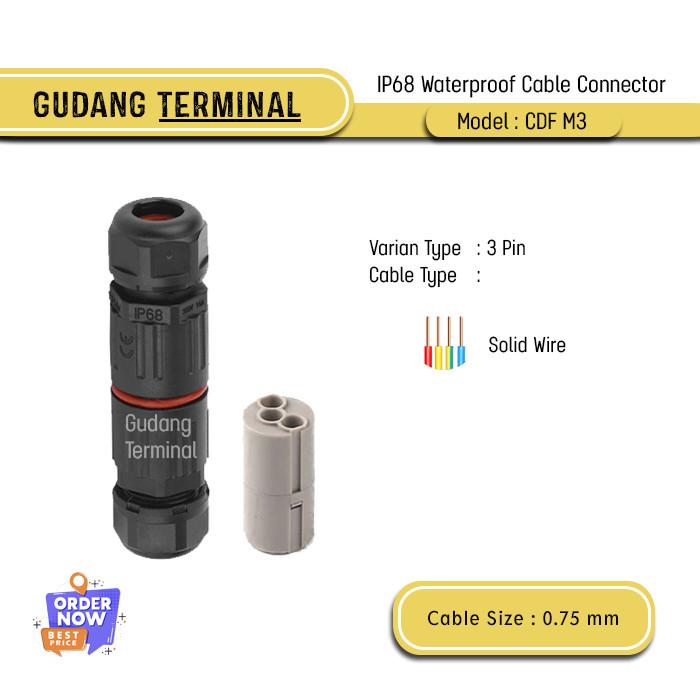Gambar Sambungan Kabel Listrik Socket Konektor IP68 Waterproof 0.75mm - 3 Pin dari Gudang Terminal undefined Tokopedia