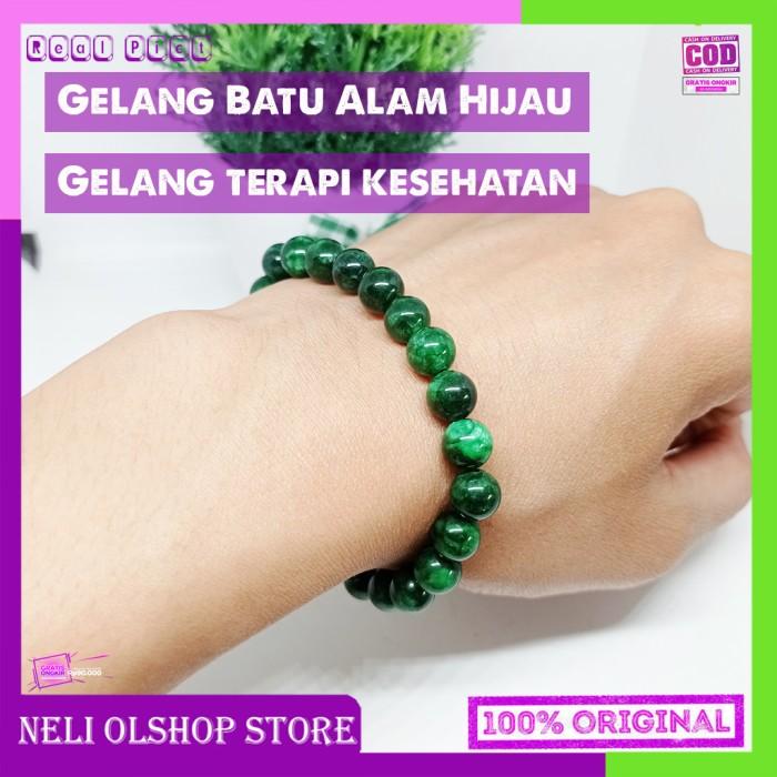 Gambar GELANG TERAPI KESEHATAN GELANG AURA BATU ALAM HIJAU GELANG ORI COD - Hijau Tua dari Cuan Hokii undefined Tokopedia