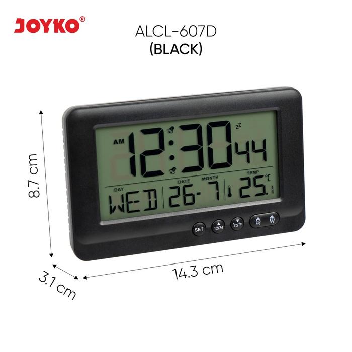 Gambar JOYKO ALCL-607D Jam Beker Alarm Weker Dering, Kalender & Suhu Digital - HITAM dari Angel Store Official undefined Tokopedia