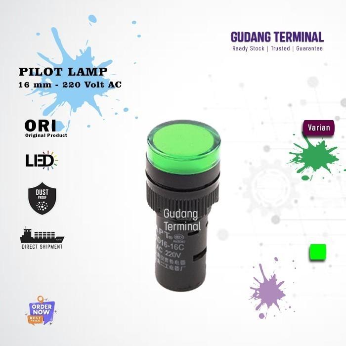 Gambar Pilot Lamp Lampu Indikator Panel Listrik LED 16mm 220Volt AC - Hijau dari Gudang Terminal undefined Tokopedia