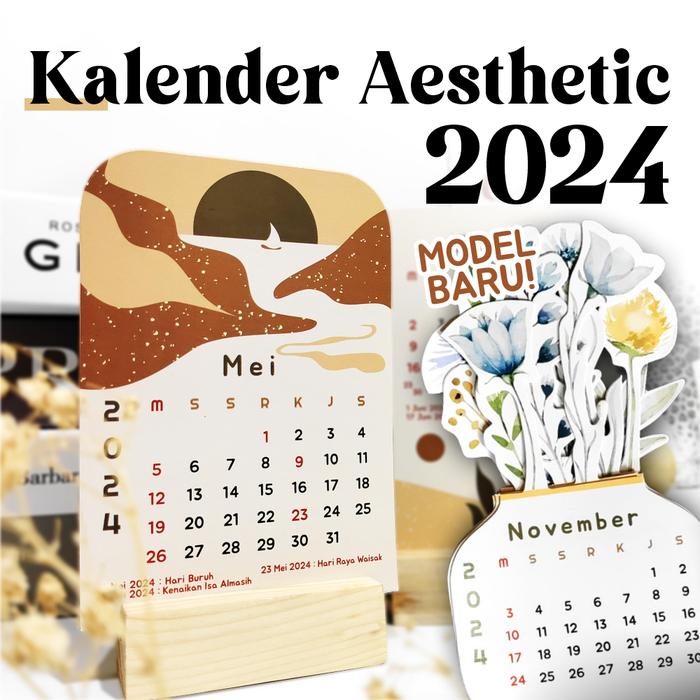 Jual DPT_021 Kalender Aesthetic 2024 / Kalender Meja 2024 Mini ...