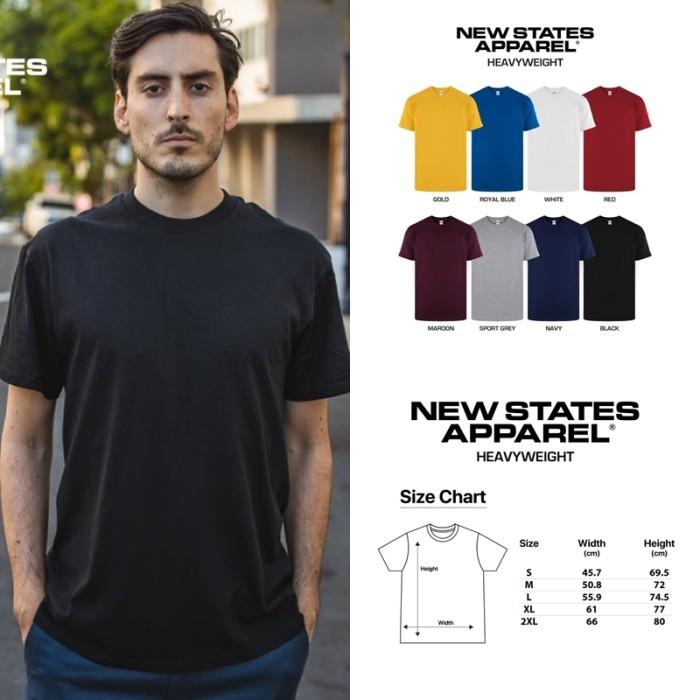 Gambar NEW STATES APPAREL HEAVYWEIGHT T-SHIRT 5400 KAOS POLOS PRIA IMPORT - Black, S dari SIMON SHINE undefined Tokopedia