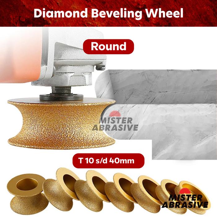 Gambar Diamond Grinding Wheel Bevel Mata Gerinda Pinggul Profil Batu Granit - Round, 10mm dari Mister Abrasive undefined Tokopedia