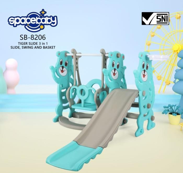 Gambar Space Baby - Tiger Slide 3in1 Slide Bigsize Swing Basket SB-8206 - BLUE dari Chubby Baby Jakarta undefined Tokopedia