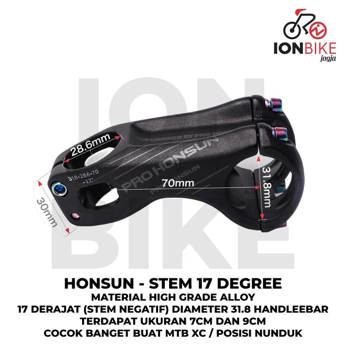 Gambar Stem Honsun PRO Oversize 7 9 Cm 17 Derajat 31.8 Oversize Sepeda MTB - 70mm dari ION BIKE JOGJA BY JP undefined Tokopedia
