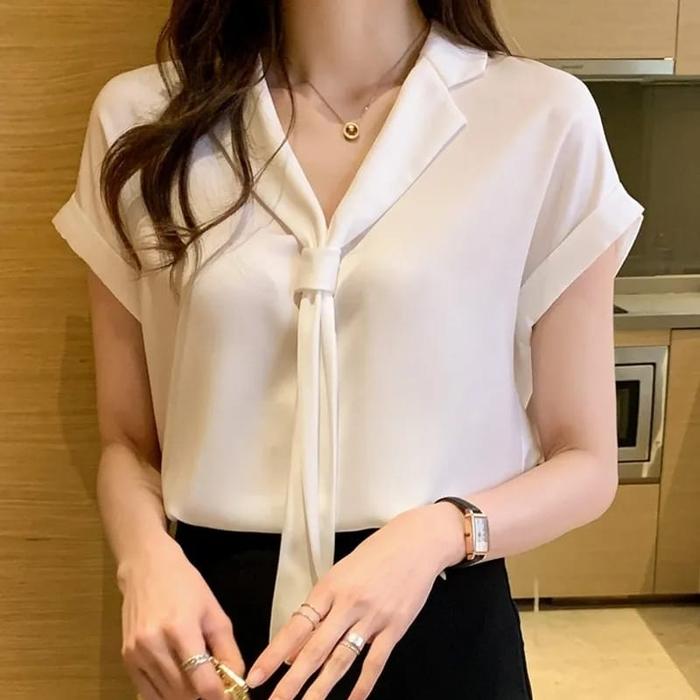Gambar CALISSA FASHION BISA COD BLOUSE/ATASAN WANITA STYLE KOREA MODEL HYESUN - Putih, M dari Outlet 360 undefined Tokopedia
