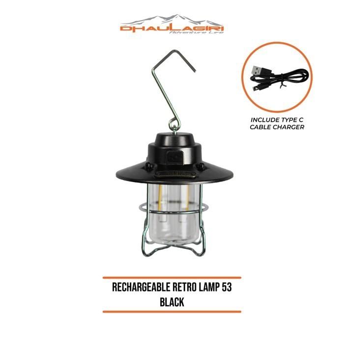 Gambar Lampu Camping Dhaulagiri Rechargeable Retro Lamp 53 Lentera Outdoor - black dari Diamond Travelling undefined Tokopedia