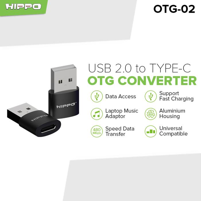 Gambar Hippo OTG-02 Converter Reversible Function USB-C FEMALE TO USB-A - HItam dari Hippo Official Indonesia undefined Tokopedia