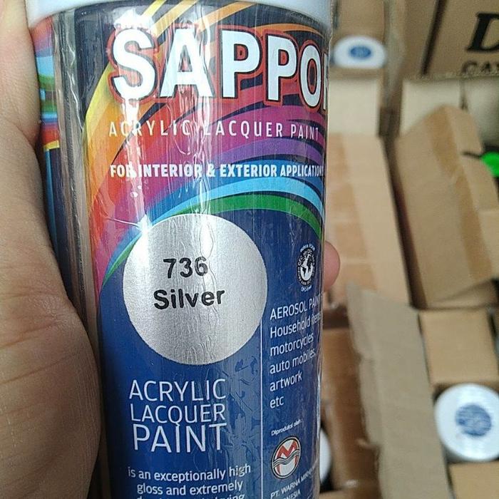 Gambar pilok pilox cat semprot Sapporo saporo 150ml varian hitam glossy doff - 736 SILVER dari m@yshop undefined Tokopedia
