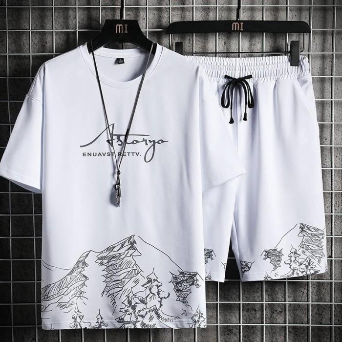Gambar BAJU SETELAN PRIA DEWASA 1 SET PAKAIAN CELANA PENDEK TERBARU STARYO - Putih dari FASHION BAJU KEKINIAN undefined Tokopedia