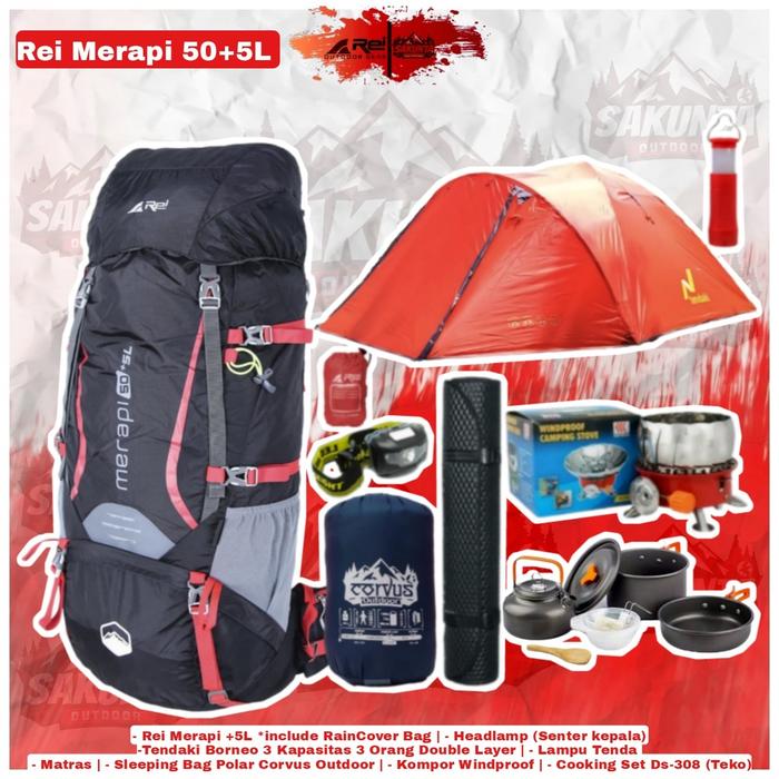 Jual CB118 Paket Hemat Alat Pendakian Gunung Carrier Rei Arei Merapi 50 ...