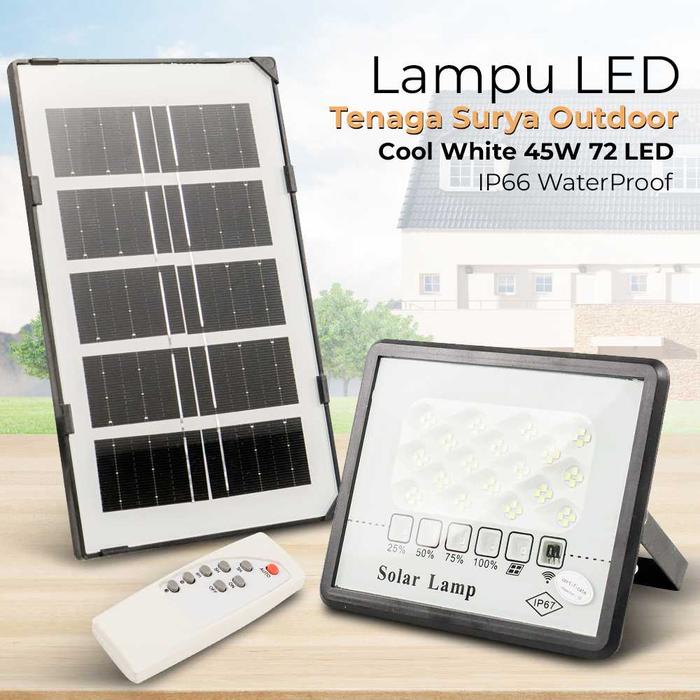Gambar Lampu LED Tenaga Surya Outdoor Light Cool White 45W 72 LED - Hitam dari Ashiah undefined Tokopedia