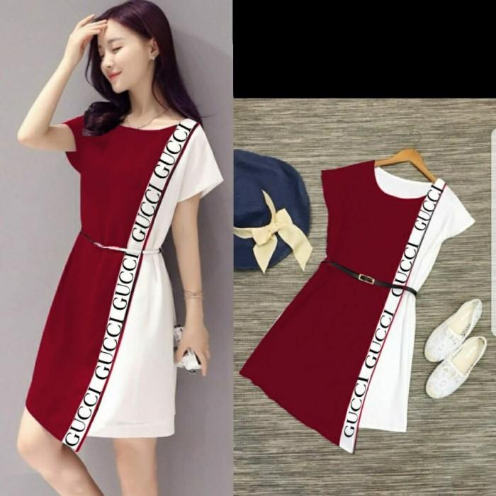 Gambar BAJU DRESS WANITA BAJU CASUAL FASHION WANITA BAJU PESTA WANITA LUCINTA - MAROON dari FASHION BAJU KEKINIAN undefined Tokopedia