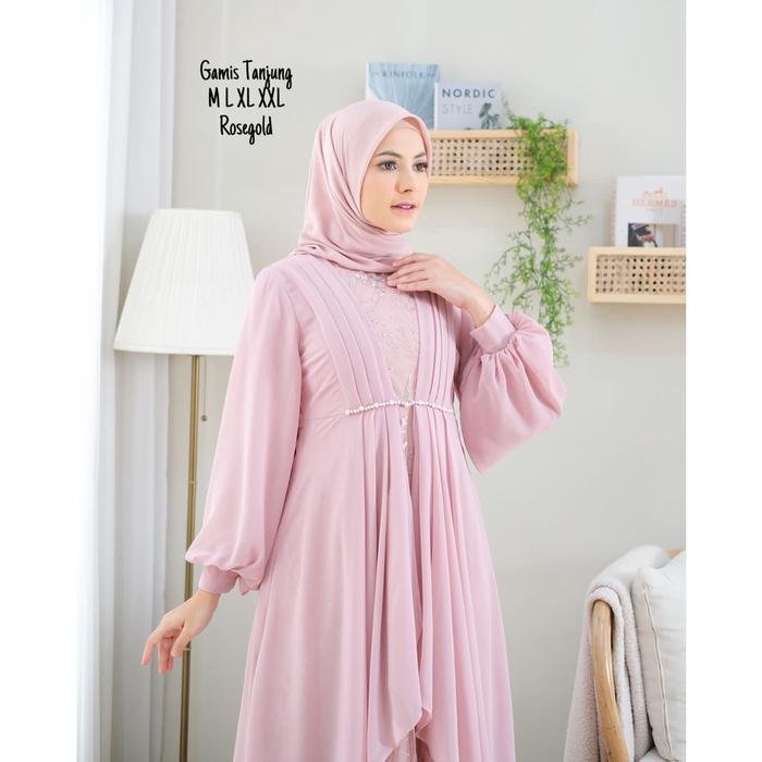 Gambar BAJU DRESS WANITA GAMIS MUSLIM HIJAB PESTA KONDANGAN LEBARAN OVERSIZE - rose gold, XL dari Bharatabatik99 undefined Tokopedia