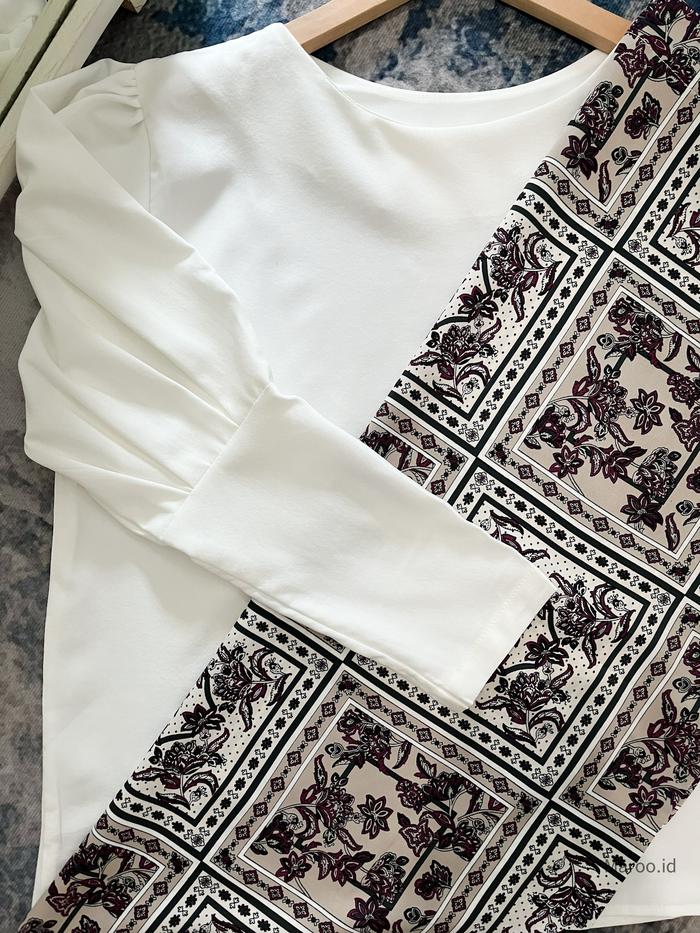 Gambar Maroo - Alma Set/ Setelan Dress Wanita Putih Batik - Maxi - Set Baju Cream Grey - Light Grey dari Maroo.id undefined Tokopedia