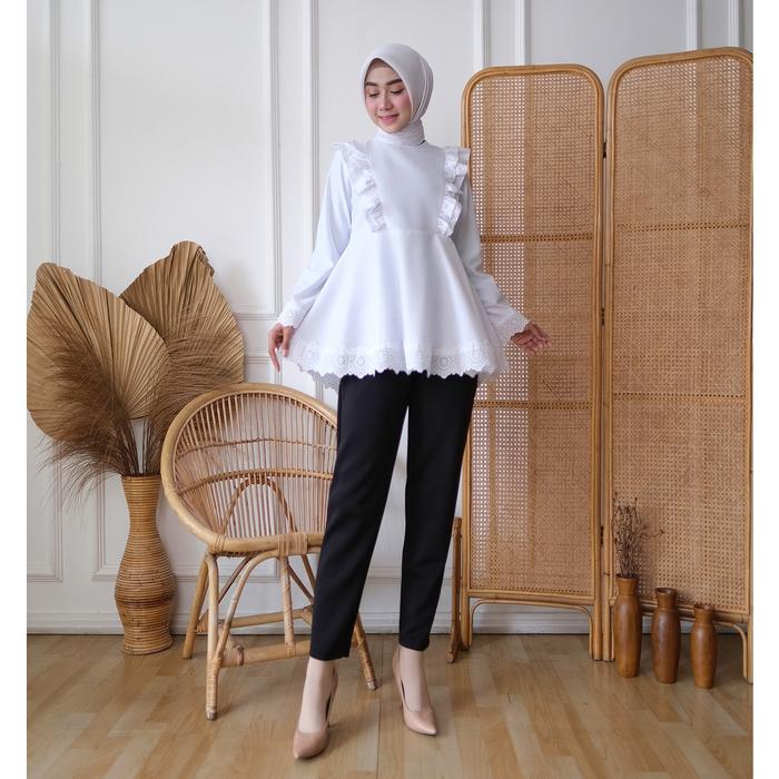 Gambar Seena - BS 015 Pakaian Blouse Atasan Putih Wanita Kerja Casual Fashion - XXL dari alseghastore undefined Tokopedia