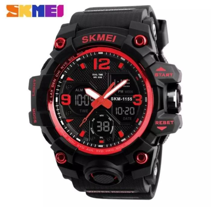 Gambar Jam Tangan Pria Sport Skmei 1155 Analog Digital Original Water Resist - Black Red dari Digitec Official Watch undefined Tokopedia