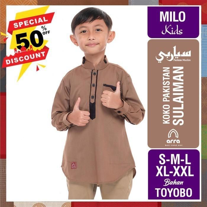 Gambar Baju Koko Anak Laki ARRA Lengan Panjang Cowok Toyobo Premium Milo - Milo, S dari Siarbi Fashion Muslim undefined Tokopedia