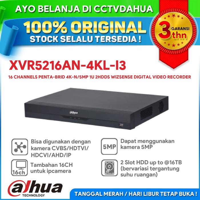 Gambar DAHUA XVR5216AN-4KL-I3 16CH PENTA-BRID 2 SLOT HDD WIZSENSE H.265 DVR - NONHDD dari cctvdahua undefined Tokopedia
