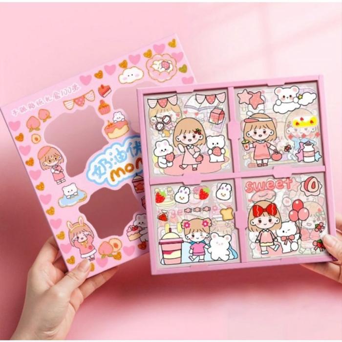 Gambar Stiker Momo 100 pcs box Premium Waterproof Books Sticker - MERAH MUDA dari Ciustoys undefined Tokopedia