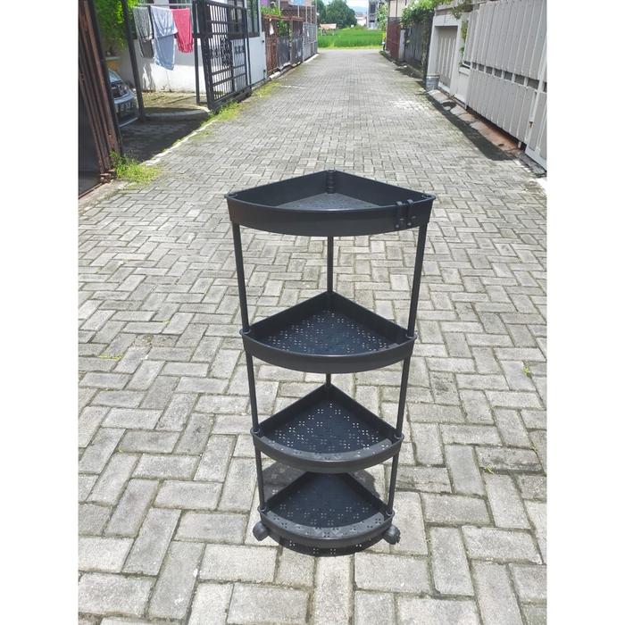 Gambar RAK SUDUT KAMAR MANDI DORONG/RAK 4 SUSUN SHENAR WELLA - HITAM-INST dari ShenarYogyakarta undefined Tokopedia