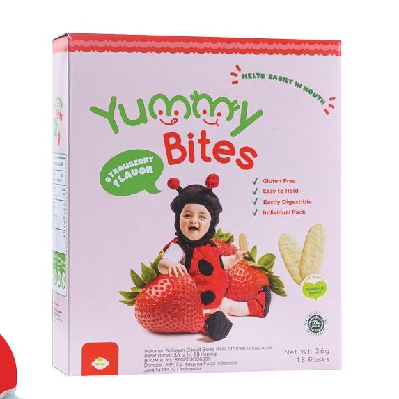 Gambar Yummy Bites Baby Rice Crackers 50gr SNACK MPASI - STRAWBERRY dari Babyland Bali Tukad Yeh Aya undefined Tokopedia