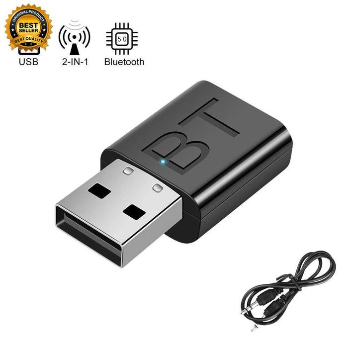Gambar 2in1 Mini USB Adapter Blutut Dongle Audio Bluetooth 5.0 Transmitter Receiver TX RX  AUX dari Pradhana-Shop undefined Tokopedia