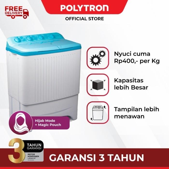 Gambar POLYTRON Mesin Cuci 2 Tabung Samba Series 7 KG PWM 7073 (PALEMBANG) - Biru dari Global Data Mas undefined Tokopedia