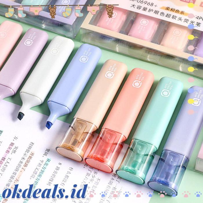 Gambar OKDEALS 4 Pcs/Box Highlighter Drawing Tools Office Supplies Key Mark dari Mahendra Sudrajat undefined Tokopedia