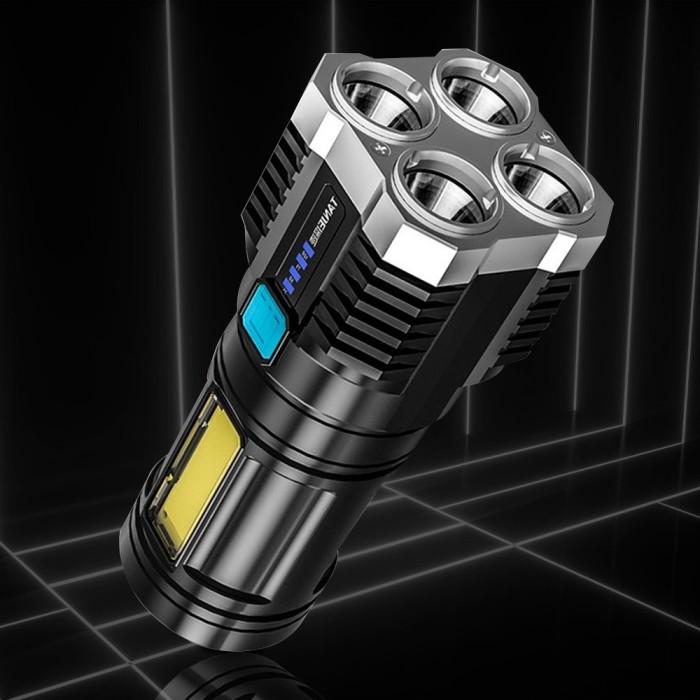 Gambar Senter 4 LED Super Terang / Senter LED 4 Mata & Mode USB Chargeable - Senter 4 LED dari LED Homee undefined Tokopedia